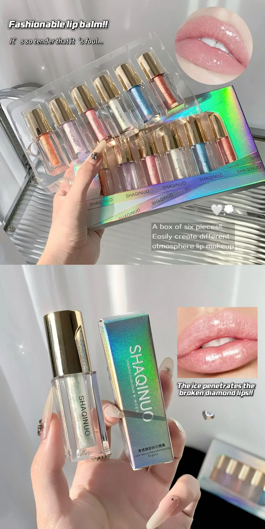3d Diamant Pink Schimmer Lipgloss Mit Metallic Glanz Effekt_voghion.com
