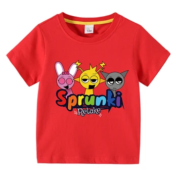 Cartoon Sprunki T Shirt Kids Incredibox Cotton T-shirts Toddler Girls Short Sleeve Tops Boys Summer Clothes Children's Clothing 5