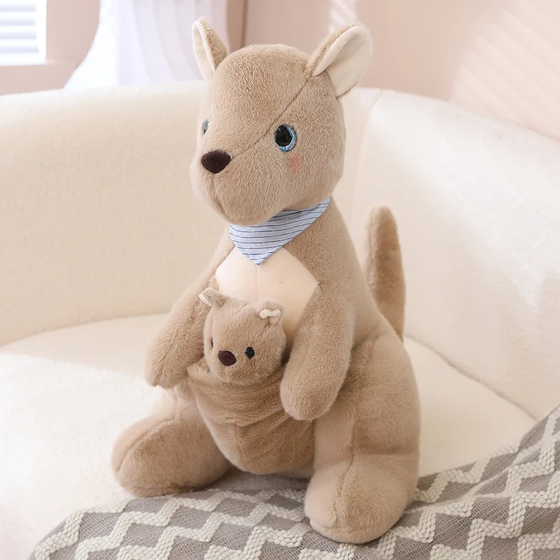 Cute Kangaroo Soft Toy Kids Toy Australian Animal Kangaroo with Baby Plush Toys Funny Gift For Children