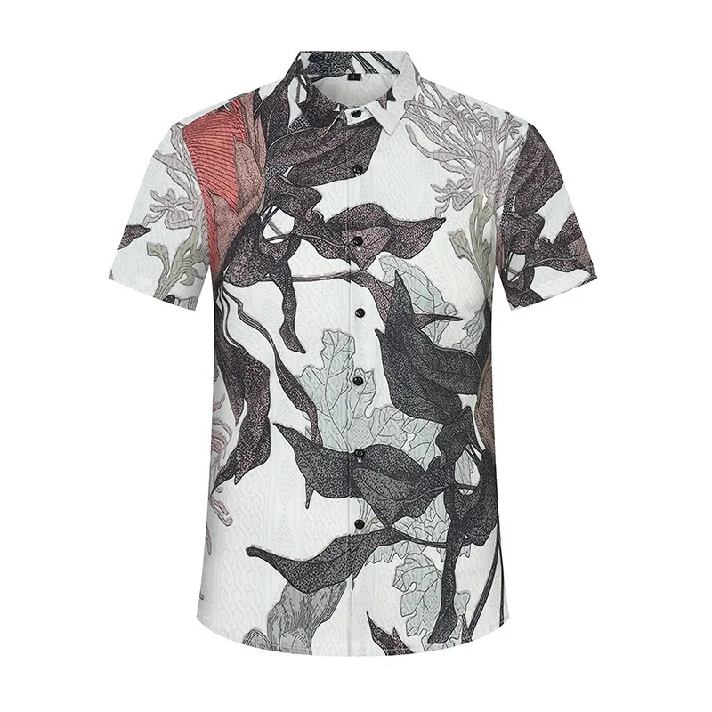 

2024 Summer Artistic Printing for Men's Shirt Short Sleeve Retro Casual Shirts Social Nightclubs Streetwear Men Clothing M-6xl