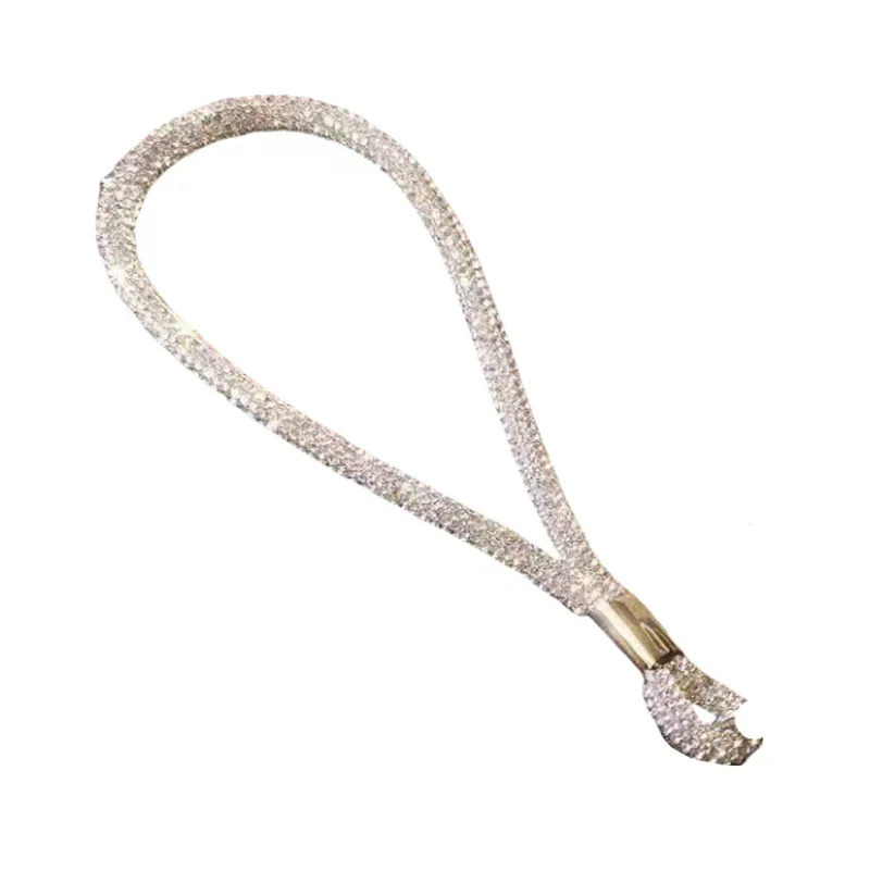 럭셔리 모바일 폰 크리스탈 손목 스트랩 반짝이 라인스톤 폰 랜야드 키체인 행잉 안티로스트 로프