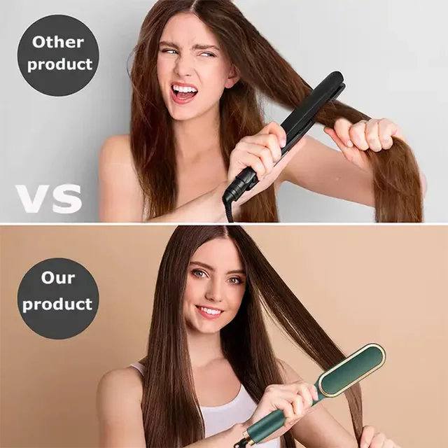 Nuovo piastra per capelli pettine caldo in ceramica 2 in 1 spazzola elettrica per lisciare i capelli strumento per lo styling antiscottatura agli ioni negativi 3