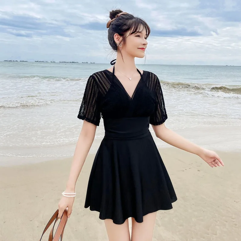 2025 New plus Size Girl Swimsuit Conservative Belly Covering Slimming  Sexy Swimming Costume for Hot Spring Soaking