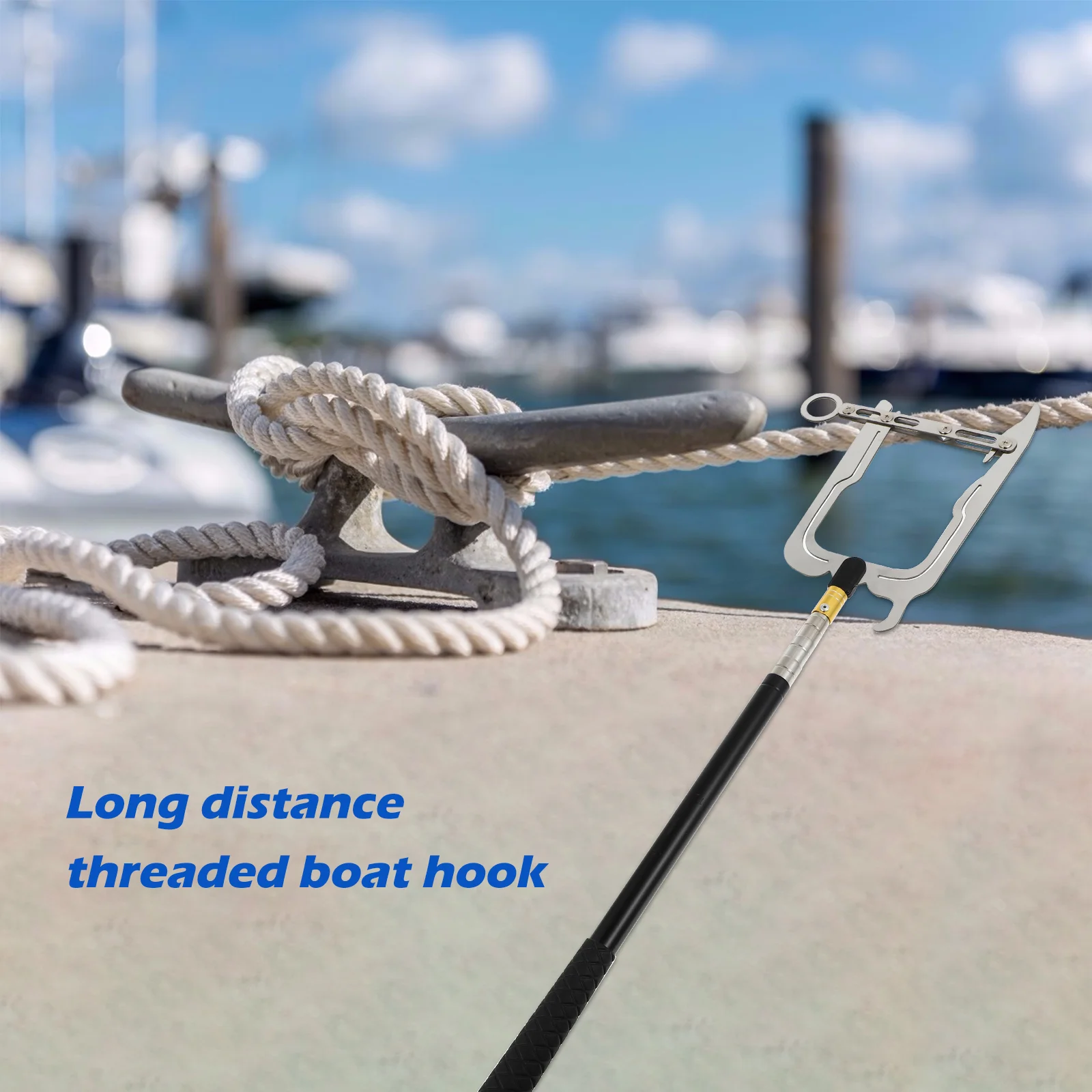 

Boat Hook Telescoping Dock Threader Extension Rod Multi-purpose Stainless Steel Metal Telescopic