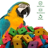100Pcs Parrot Wooden Chip Woody Toy Parrot Wood Chip Toy DIY Playing Large Woody Toy Teething Pet Bird Pendant Cage 2