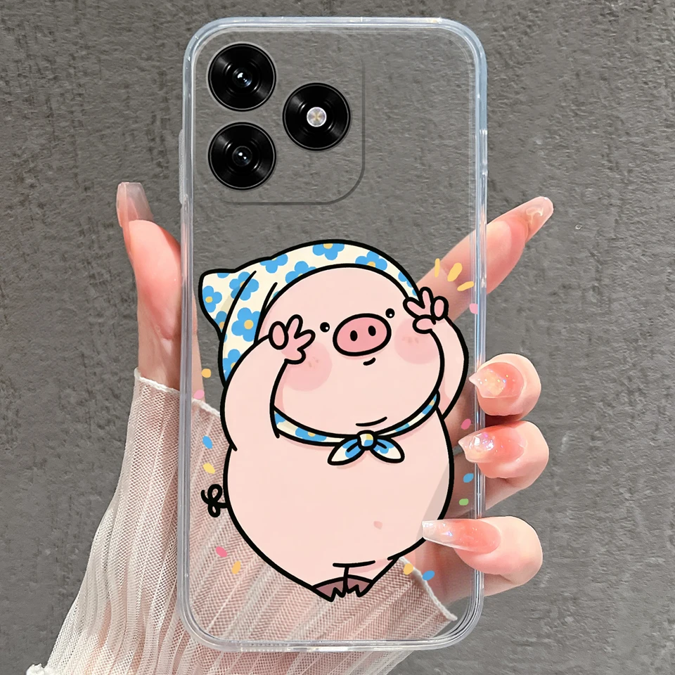 Cartoon Frog & Pig Transparent Protective Phone Case