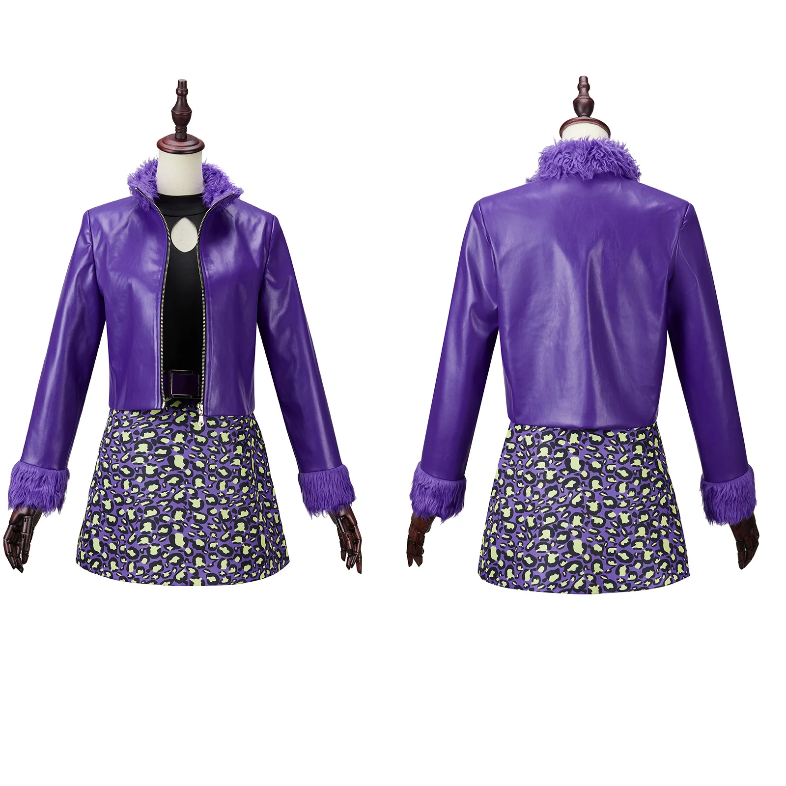 Фото Аниме Clawdeen Wolf Костюм для косплея фиолетового цвета флокулярное Пальто Пояс свитер юбка костюм для женщин девочки Хэллоуин Карнавал Outft №2