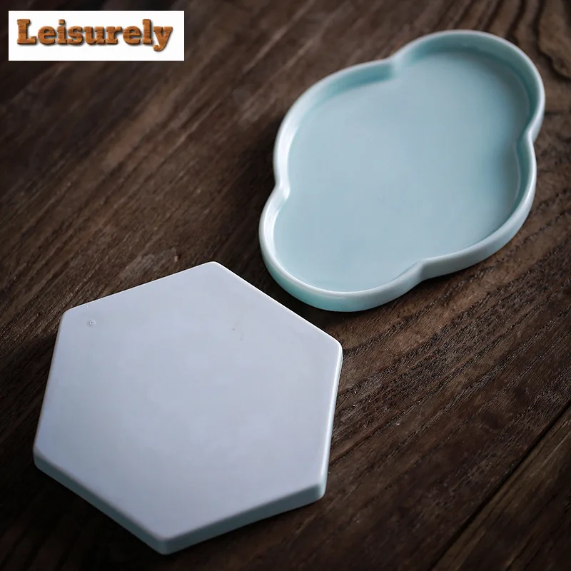 Misty Blue Fruit Dishes Japanese Pastry Plate Trinket Dish Candy Bar Cake Display Stand Household Plates For Food Gift Supplies