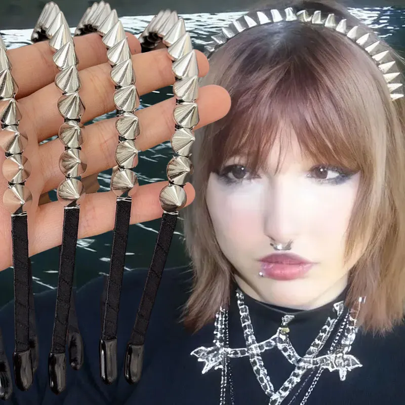Cerchietto Per Capelli Punk Con Borchie Rivettate - Cerchietto Metallico Da Donna, Colore Oro, Accessorio Rock E Alternativo - 3