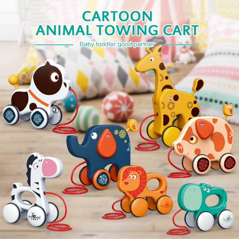 7 Colors Dragging Baby Toddler Funny Toys Newborn Cute Early Teaching Walker Pull Animals Model Toys For Children Christmas Gift