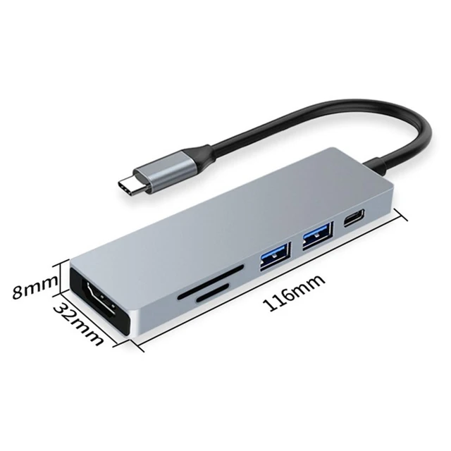 USB 3.0 Docking Station Adapter 6 In 1 Type C Hub For PC Laptops Macbook Pro Air iPad Pro Dell HP Fast Transfer Splitter 6