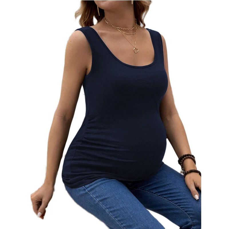 Summer Maternity Tank Tops Women Pregnant Seamless Athletic Yoga Vest Tops Pregnancy Side Ruched Camisole maternity tank tops maternity tank top