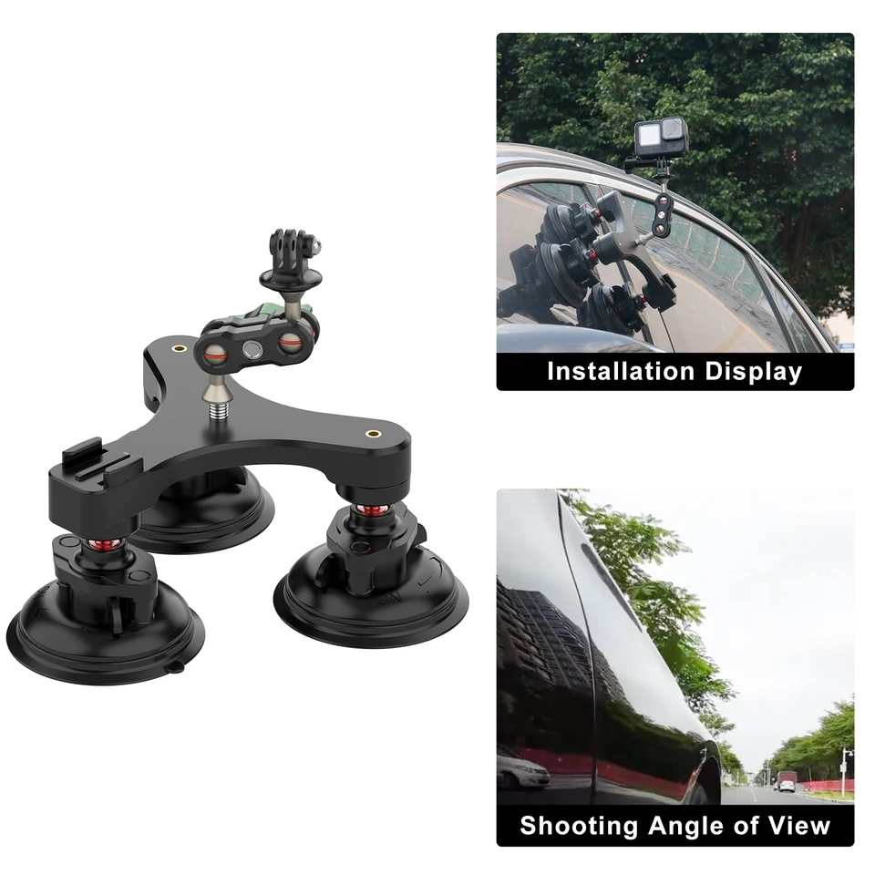 Support à Ventouse Pour Caméra Avec Tête Sphérique - Bras Magique - Support à Ventouse Pour Pare-brise De Voiture - Pour Caméras D'action GoPro, Téléphones Portables