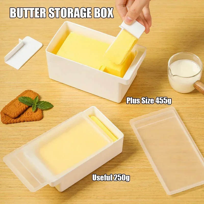 250ml/450ml Japanese Style Butter Cutting Storage Box Cheese Storage Container Butter Dish Durable Plates Bakingware