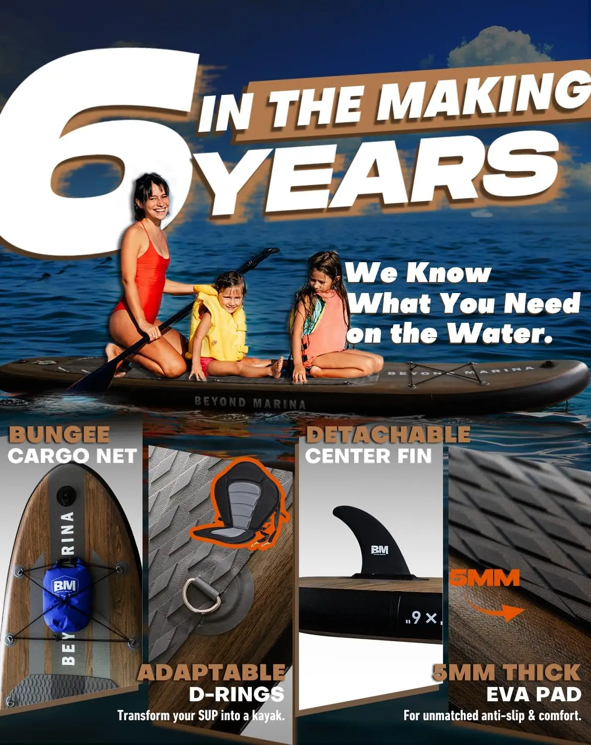 Inflatable Stand Up Paddle Board, 10'6" SUP for Adult, Premium Accessories Non-Slip 5MM EVA Deck & F