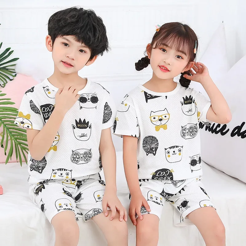 Summer Cotton Pijama Infantil Short-sleeved Baby Girl Clothes Suit Cartoon Children Clothing Kids Pajamas Toddler Boys Sleepwear