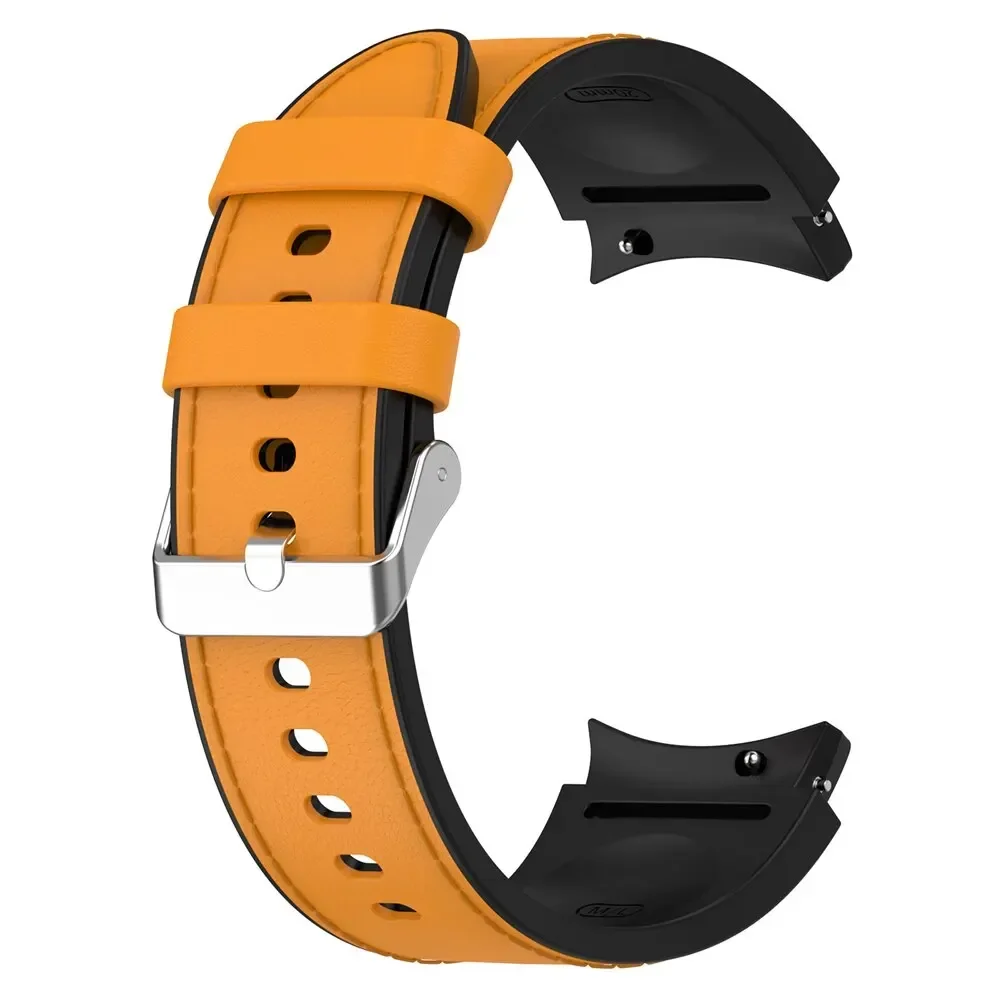 Dual-Material Silicone & Leather Watch Strap - Premium Replacement Band