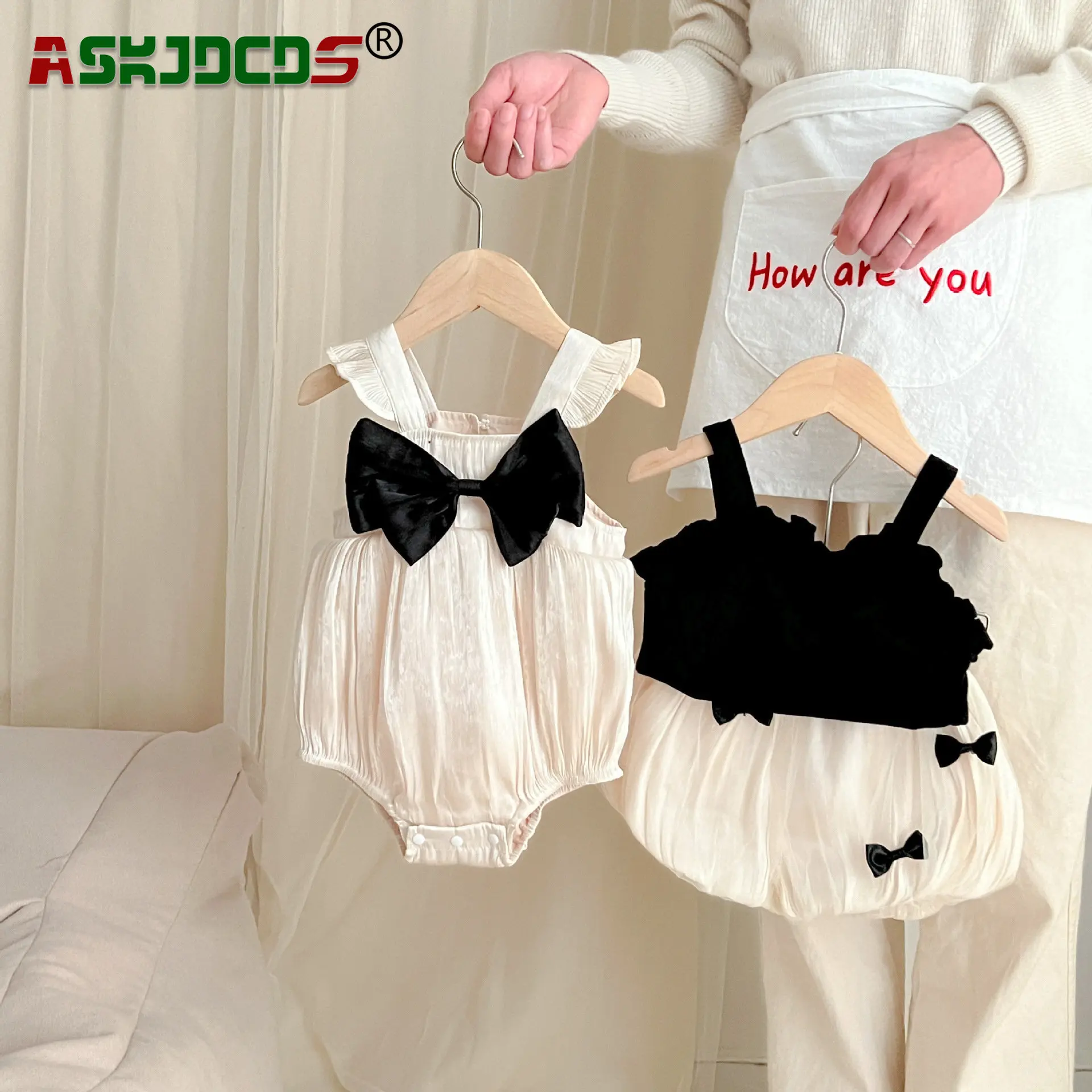 New Dress Kids In Summer Born Baby Princess Cute Clothing Sling Dresses Bow Shorts Solid Vest Body Manica Corta
