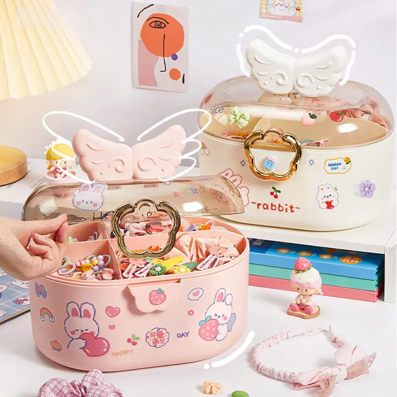 Children's Cute Storage Box Jewelry Hair Accessories Girl Hair Card  Headwear Hair Clip Head Rope Princess Jewelry Box Organizer