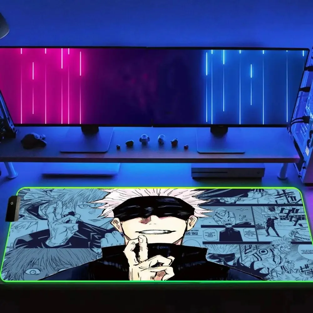 

Rgb Office Mat XXL Mause Carpet Computer Speed Rug Lighting Mousepad J-Jujutsu K-Kaisen Keyboard Gaming Accessories Desk Mat Led