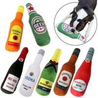 Interactive Dog Toys Champagne Wine Bottle Shape Pet Toy Plush Filled Vodka Toy Squeaky Bite-Resistant Pet Supplies Whisky 2
