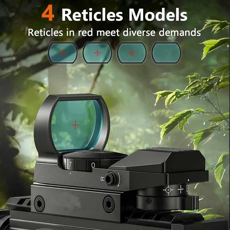 Red Dot Reflex Sight 4 Adjustable Reticles with Rail Mount Shooting Aiming Optical Instrument Reflection Point Aiming
