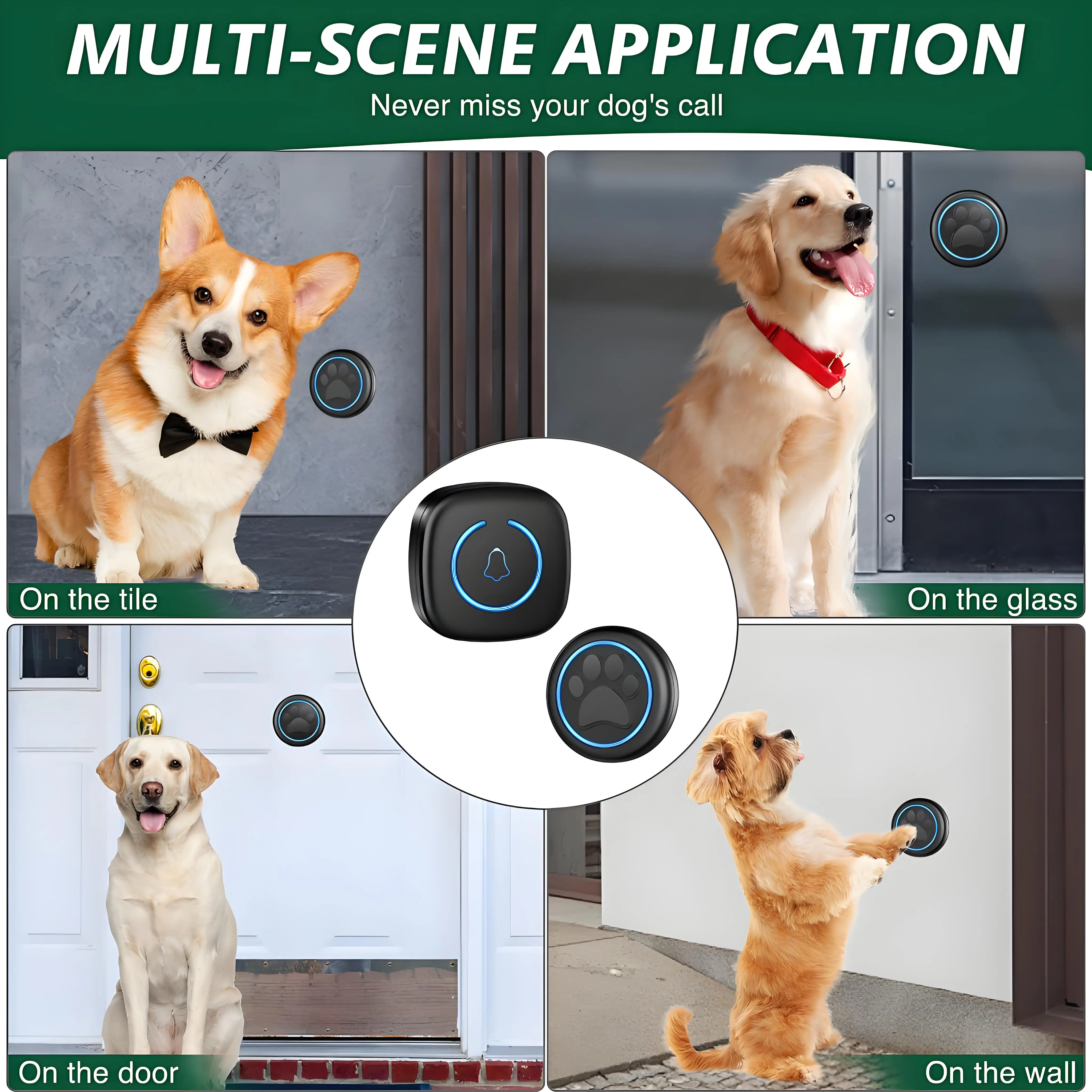 Premium Wireless Dog Doorbell - 1000ft Range, 60 Melodies & Waterproof - View 3