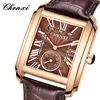 CHENXI 8216 Casual Quartz Watches for Men Classic Square Dial Waterproof Leather Strap Simple Calendar Business Men's Wristwatch 1