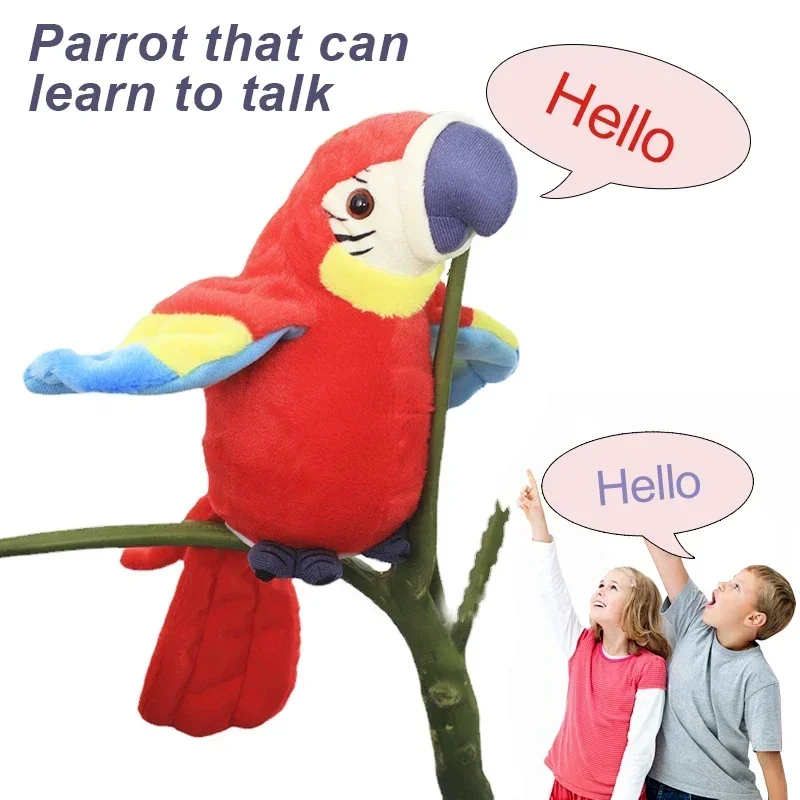 Talking Macaw Parrot Repeat What You Say Stuffed Animal Plush Toy Electronic Record Animated Bird Speaking Parrot Pet Plush Toys