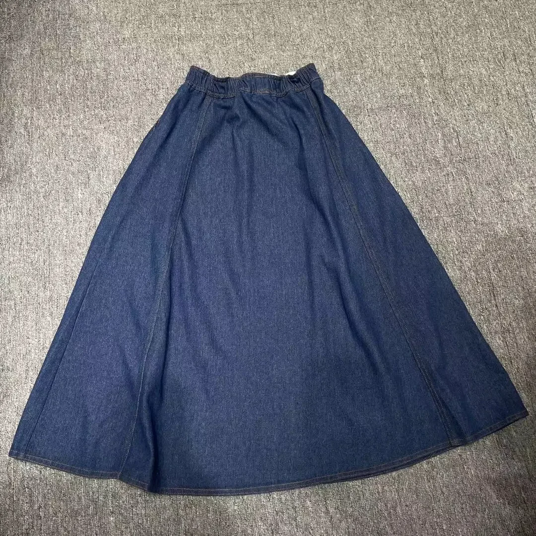 23 Early Autumn New Embroidered Denim Skirt with Low key Stereo Cut, Big Umbrella Hem, Elastic Waist, Casual and Casual Style pofodo android 10 0 car radio stereo 9 5 vertical touch screen tesla style 2 din autoradio gps wifi bt rds fm