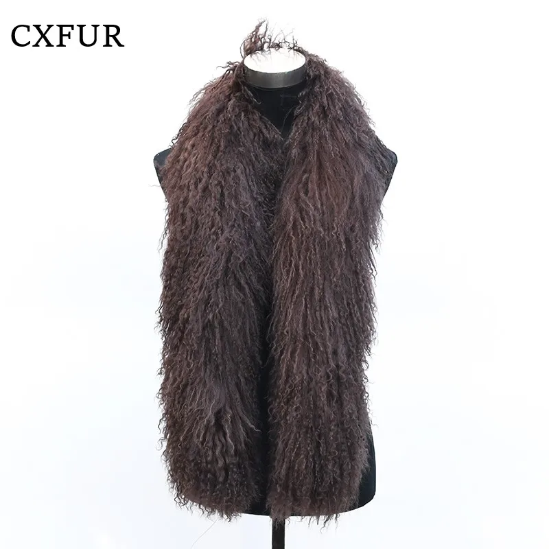 

CX-S-02X Double Faced Women Curly Winter Gorgeous Real Mongolian Lamb Fur Scarf