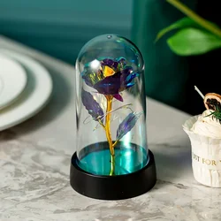 Eternal Galaxy Rose in Illuminated Dome - Romantic Gift (20 purple)