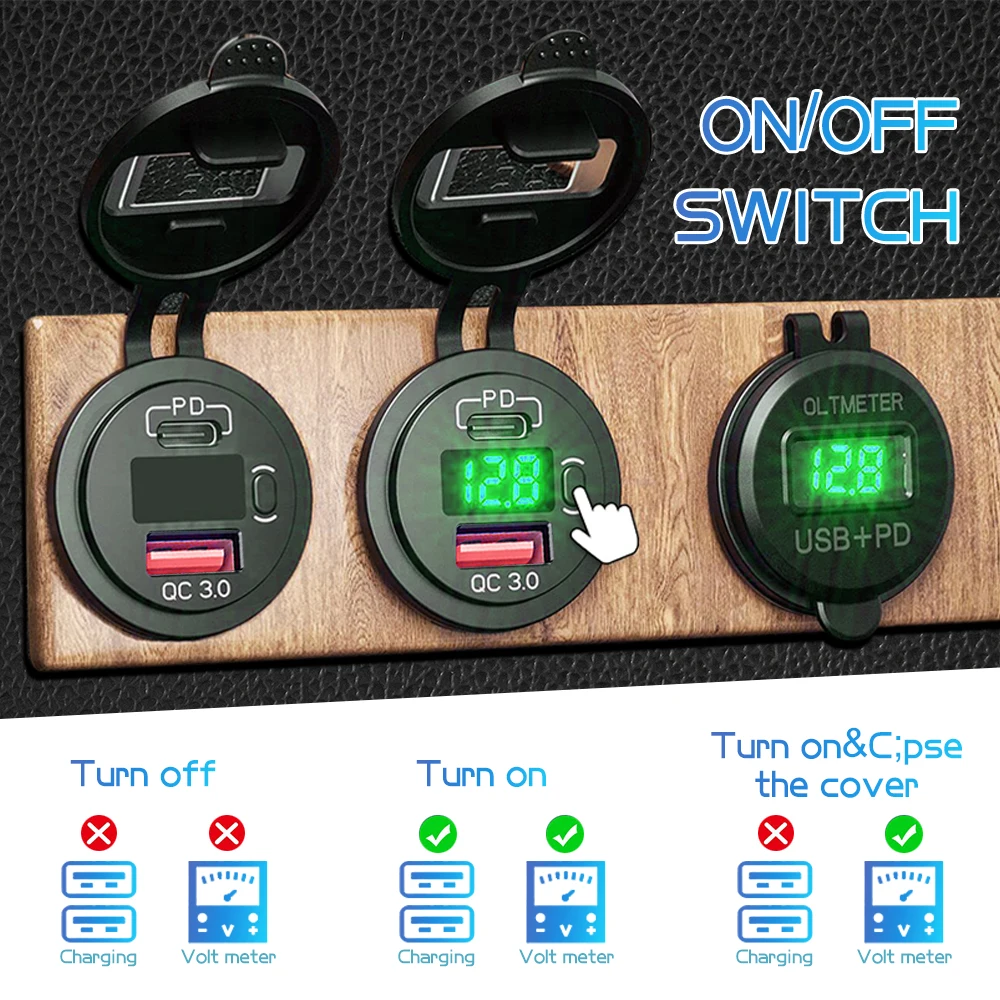 а ġ ִ  USB Ʈ, PD/CŸ  QC 3.0 ڵ    ܼƮ ,  Ʈ RV, 12V, 24V