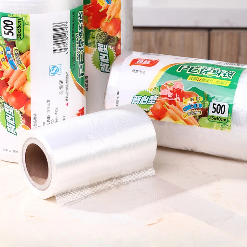 Food Fresh-keeping Bags Supermarket Roll-up Kitchen Hand-held Plastic Bags