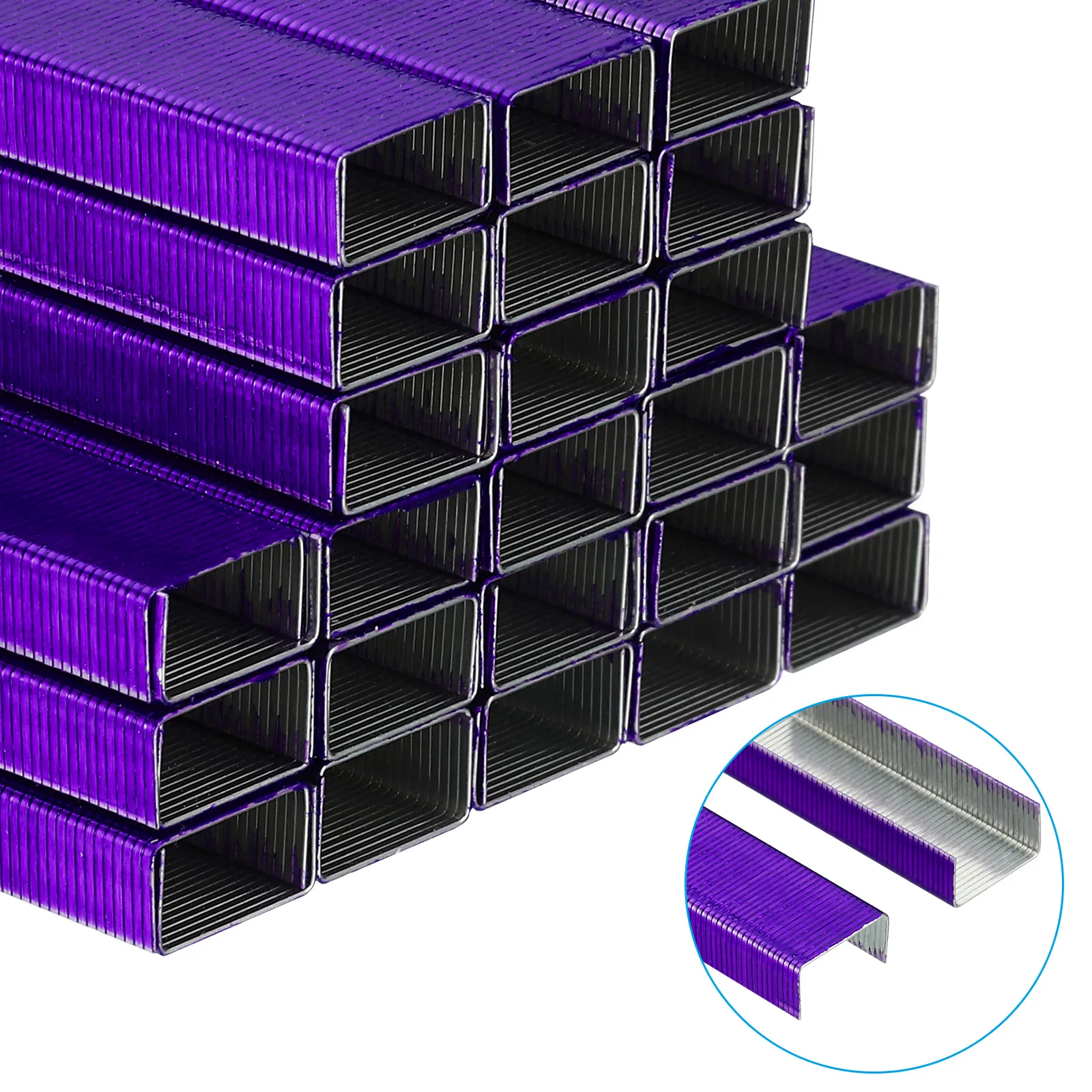 Creative Purple Staples #10 Mini 3/16Inch Long Metal Staple For Staplers Office School Stationery Binding Supplies 6000Pcs/6Pack
