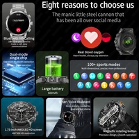 Rugged Military Smart Watch Men Heart Rate Outdoor Watch Waterproof 1.75" Al Voice HD Bluetooth Call Smart Watch For Android lOS 2