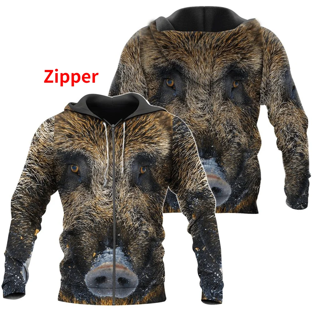 CLOOCL Men Hoodie 멧돼지 사냥 3D 패턴 디자인 프린트 풀오버 남여 캐주얼 지퍼 자켓 후드 코트 Sudadera Hombre