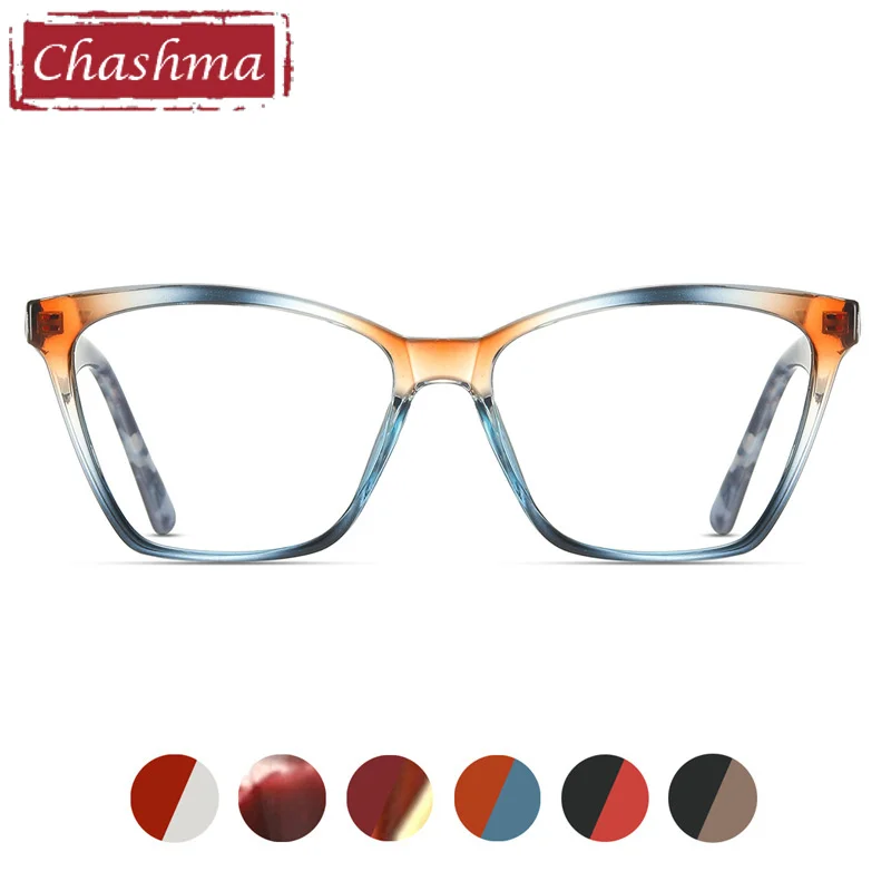 

Chashma Fashion Cat Eye Glasses Optical TR90 Light Frames Women Prescription Lenses Spring Hinge Temple Spectacles Flexible