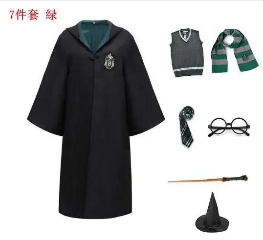 thumbnail image 1 of Uniforme escolar de Marfa, disfraz de Hogwarts, túnicas mágicas, capa de Gryffindor, suéter de Hufflepuff, corbata de Slytherin, falda de Hermione, 1 of 5