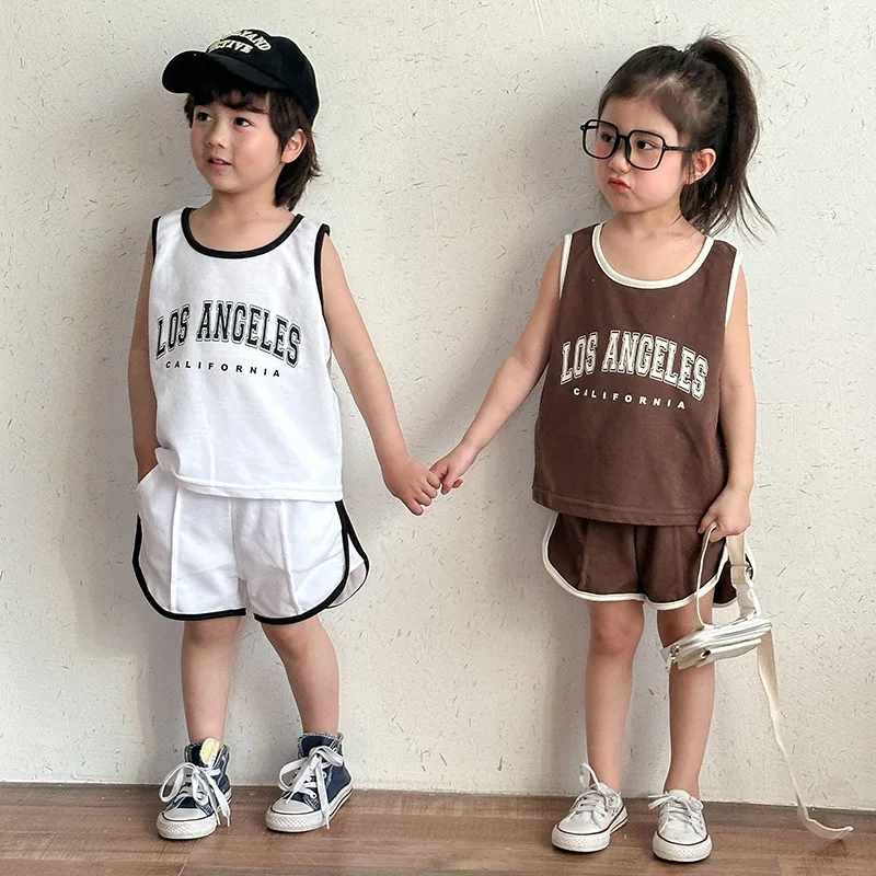 Cotton Kids Summer Sports Set Thin Style Letter