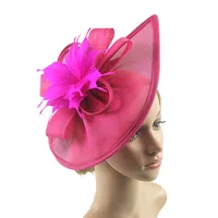 Lady Fascinators Pillbox Hat, Flower Headband with Hair Clip, Cocktail Tea Party Headwear with Veil and Feather for Women 3