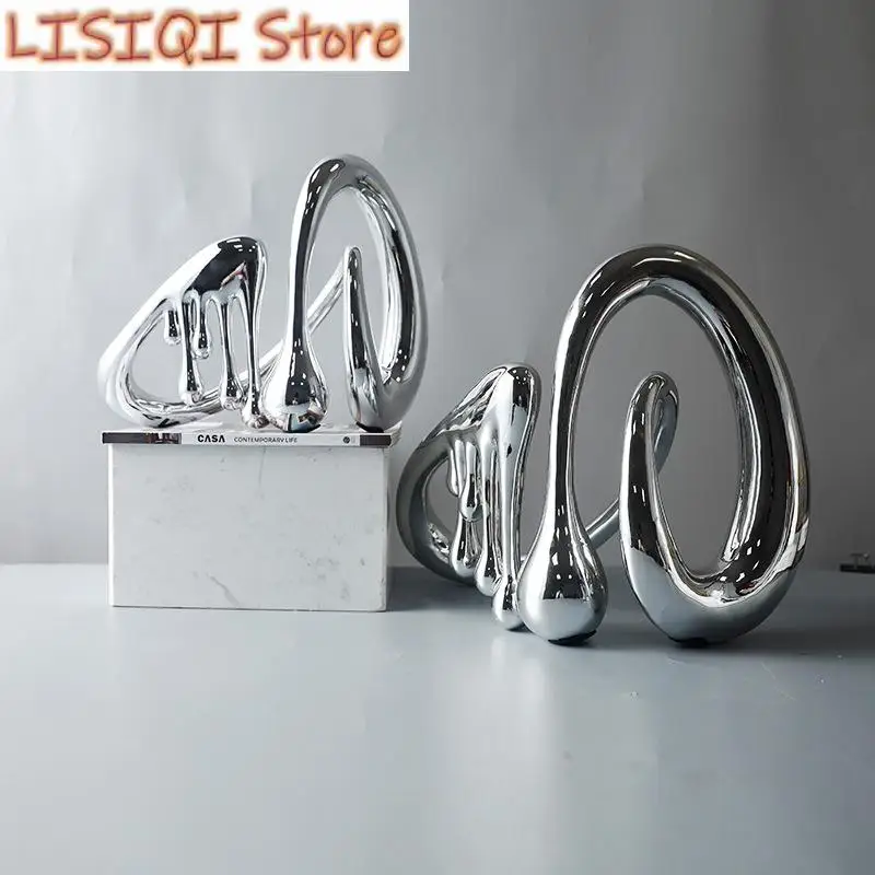 

New Drop Note Resin Handicraft Silver Cutout Sculpture Abstract Ornament Musical Note Decorative Figurines Decoration