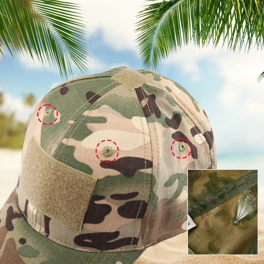 Outdoor Camouflage Adjustable Cap Mesh Tactical Skull Cap Army Airsoft Fishing Hunting Hiking Basketball Snapback Hat for Men camouflage hat tactical hat