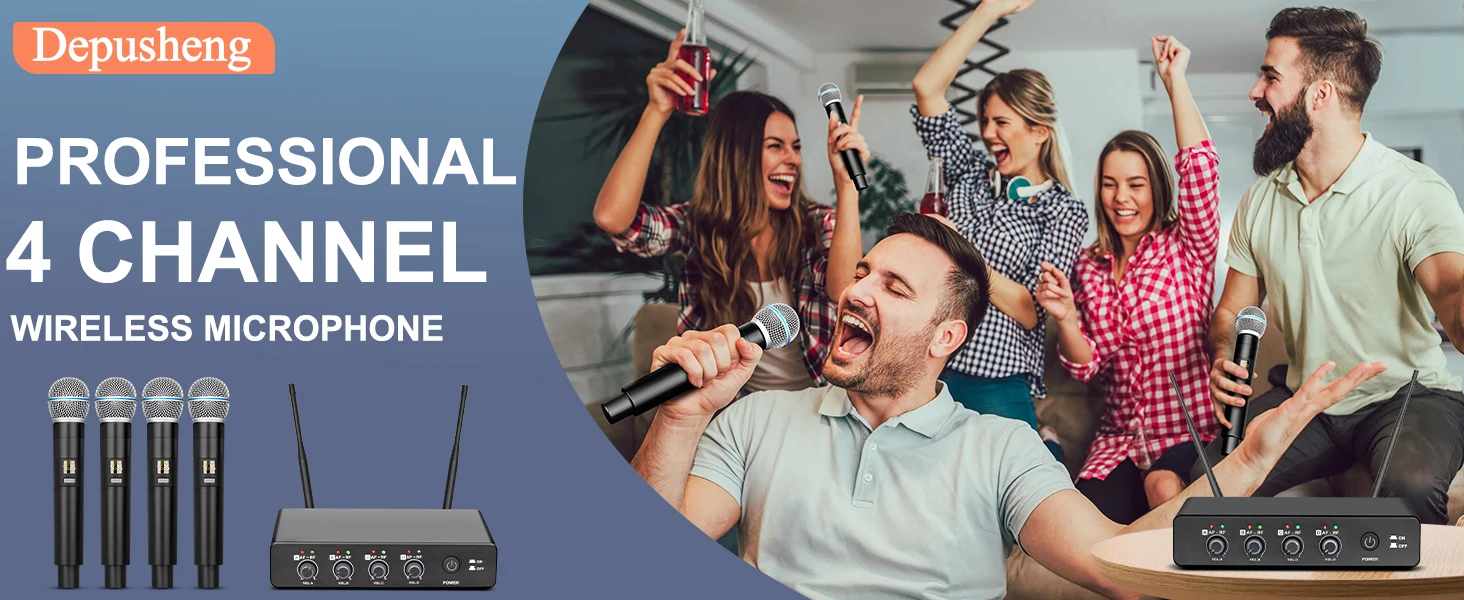 Wireless Microphone Handheld Depusheng R3 Dual Channels UHF Fixed Frequency Dynamic Mic For Karaoke Wedding Party Band Church
