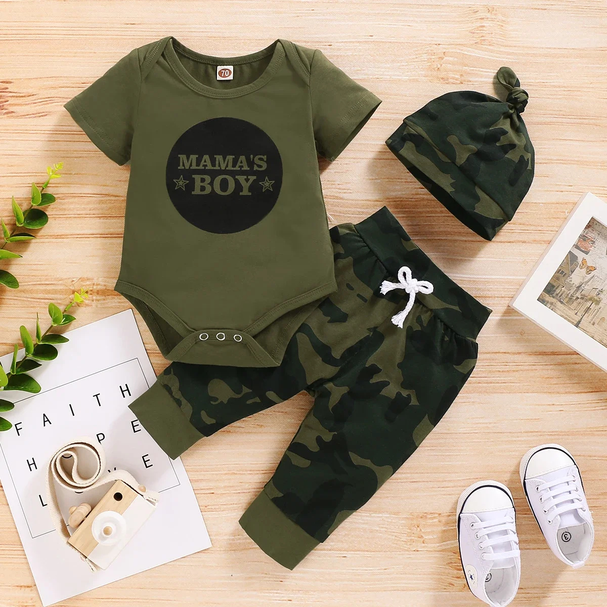 Adorable 3-Piece Coming Home Outfit For Newborns - Letter Print Romper, Pants & Hat Set