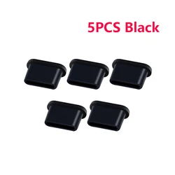 USB-C Charging Port Dust Plug Silicone Covers - Smartphone Protection Accessories (5-10 Pack) (5pcs black)