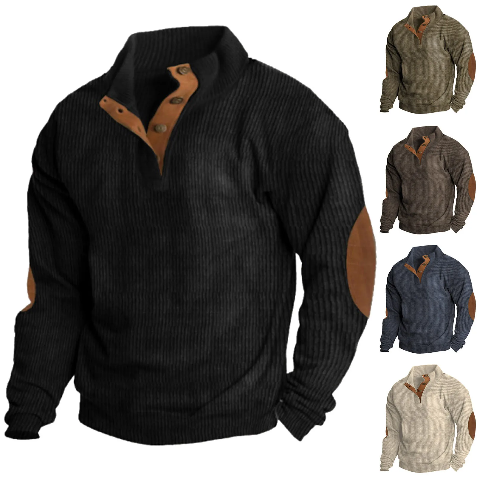 

Autumn Button Vintage Hoodie for Men Fashion Oversized Half Button Corduroy Casual Sweatshirt Long Sleeve Casual Pullover Coats