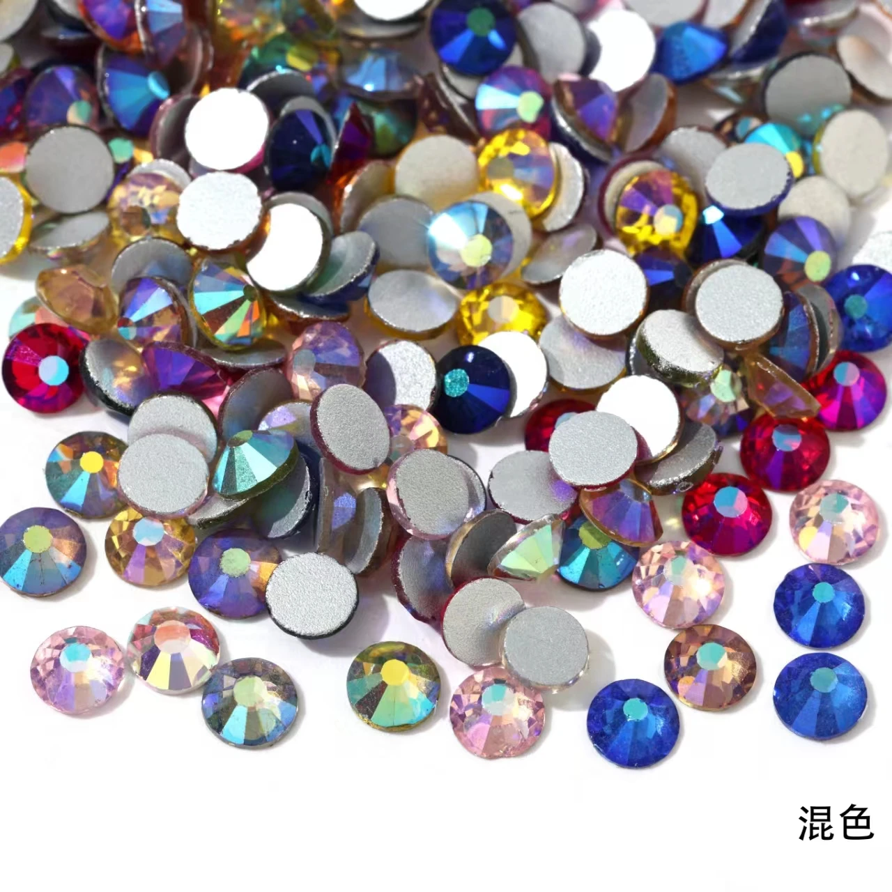SS3-SS30 컬러풀 크리스탈 AB 무열 수리 워터 다이아몬드 플랫 백 야광 네일 DIY 의류, 14400 개