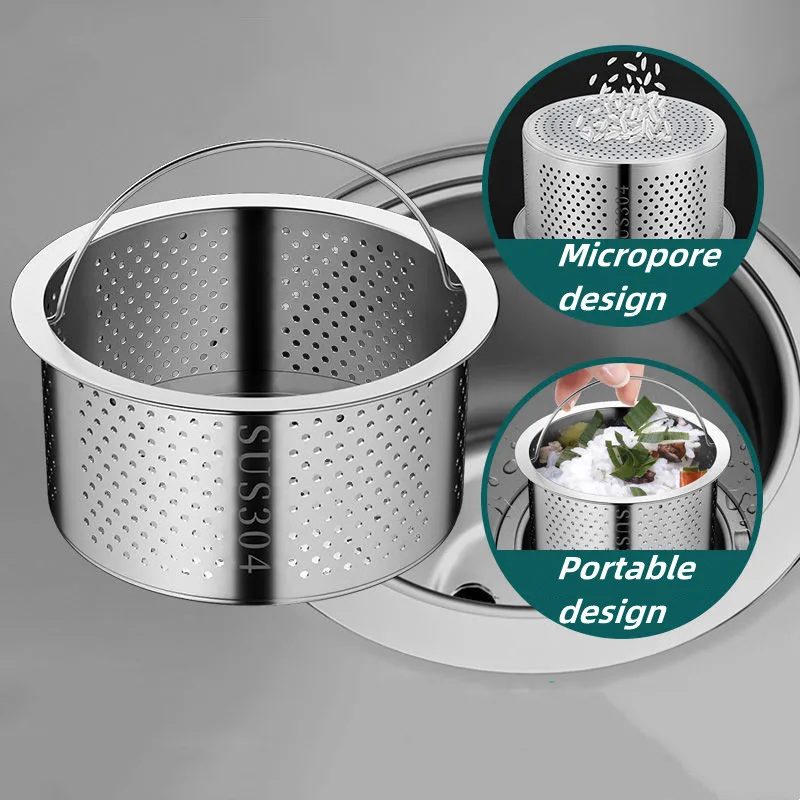 Sink Filter Kitchen Sink Filter Sink Strainer Kitchen Sink Strainer 99% Stainless Steel Kitchen Sink Strainer Basin Sink Drain Cover Filter Basket With Handle Waste Filter Mesh Kitchen Accessories