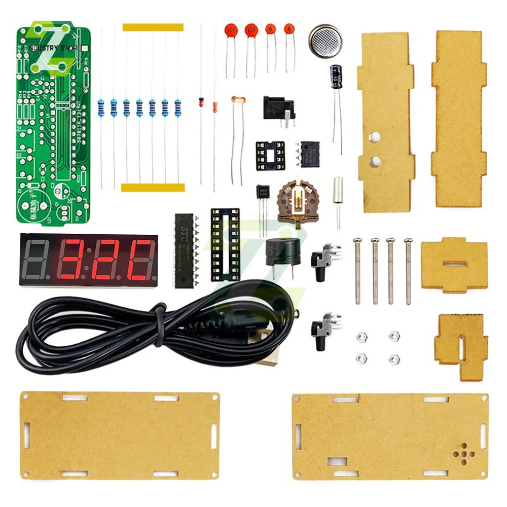 

Electronic Clock Kit 51 Single-Chip Microcomputer Light-Controlled Temperature Date Display LED Electronic Clock Manufacturing